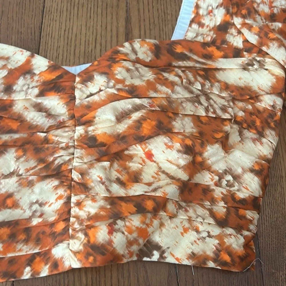 NWOT ZARA summer  floral puff shoulder 100% cotton crop top s and m - Picture 5 of 11